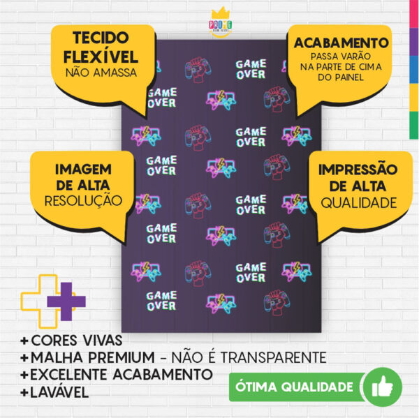 Painel de Festa Retangular 3D Game Casadinho 1,50m x 2,20 - Image 3