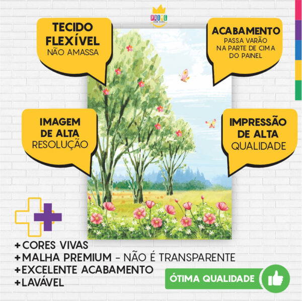 Painel de Festa Retangular 3D Jardim Encantado  Casadinho 1,50m x 2,20 - Image 3