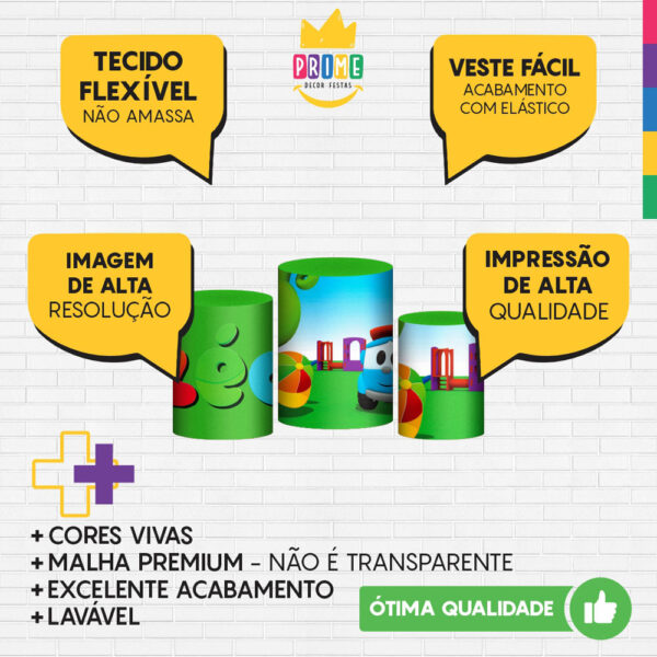 Trio Capa Cilindro Leo o Caminhão 3D Em Tecido Com Elástico - Image 3