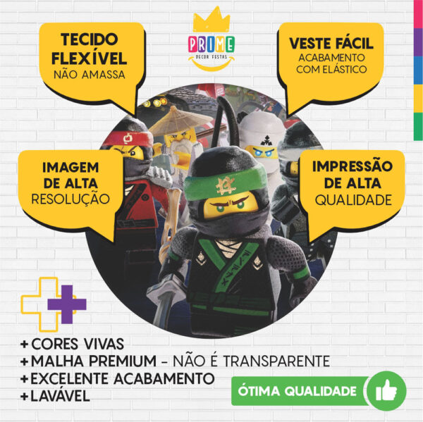 Kit Casado Ninja Go  Painel Redondo Trio Capas Cilindro Retangular Vertical Em Tecido - Image 3