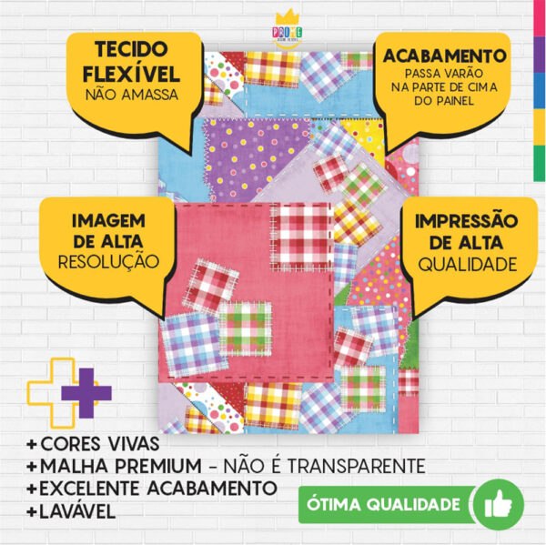 Painel de Festa Retangular 3D Festa Junina Casadinho 1,50m x 2,20 - Image 3