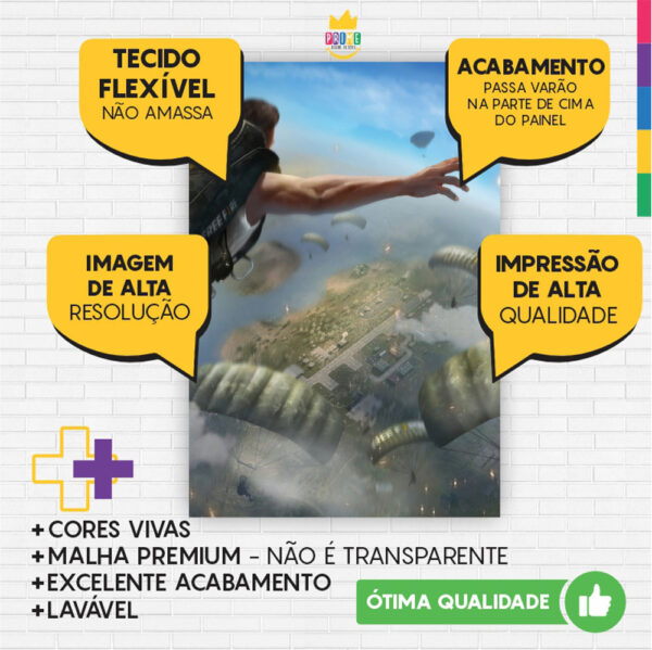 Painel de Festa Retangular 3D Free Fire Casadinho 1,50m x 2,20 - Image 3