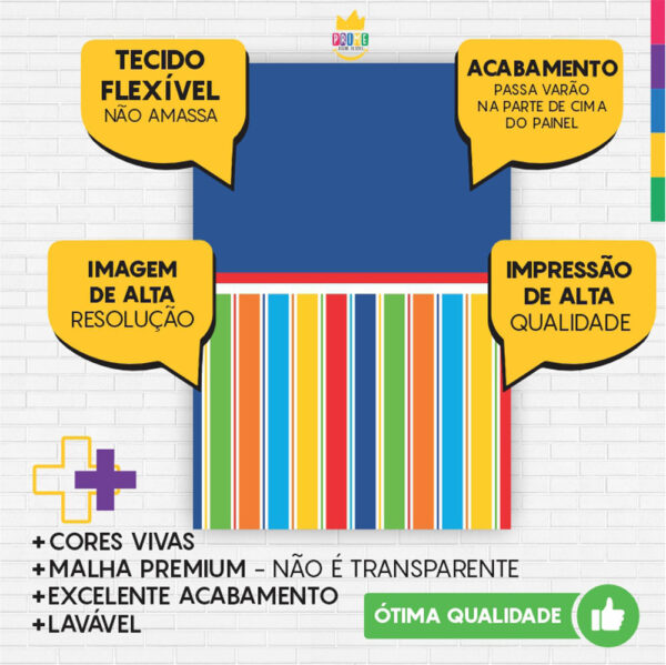 Painel de Festa Retangular 3D Palhacinho  Casadinho 1,50m x 2,20 - Image 3