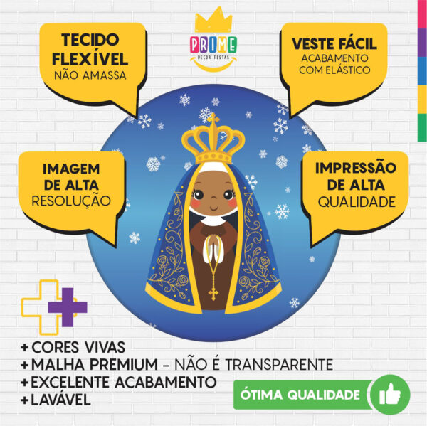 Kit Casado Nossa Senhora Cute  Painel Redondo Trio Capas Cilindro Retangular Vertical Em Tecido - Image 3
