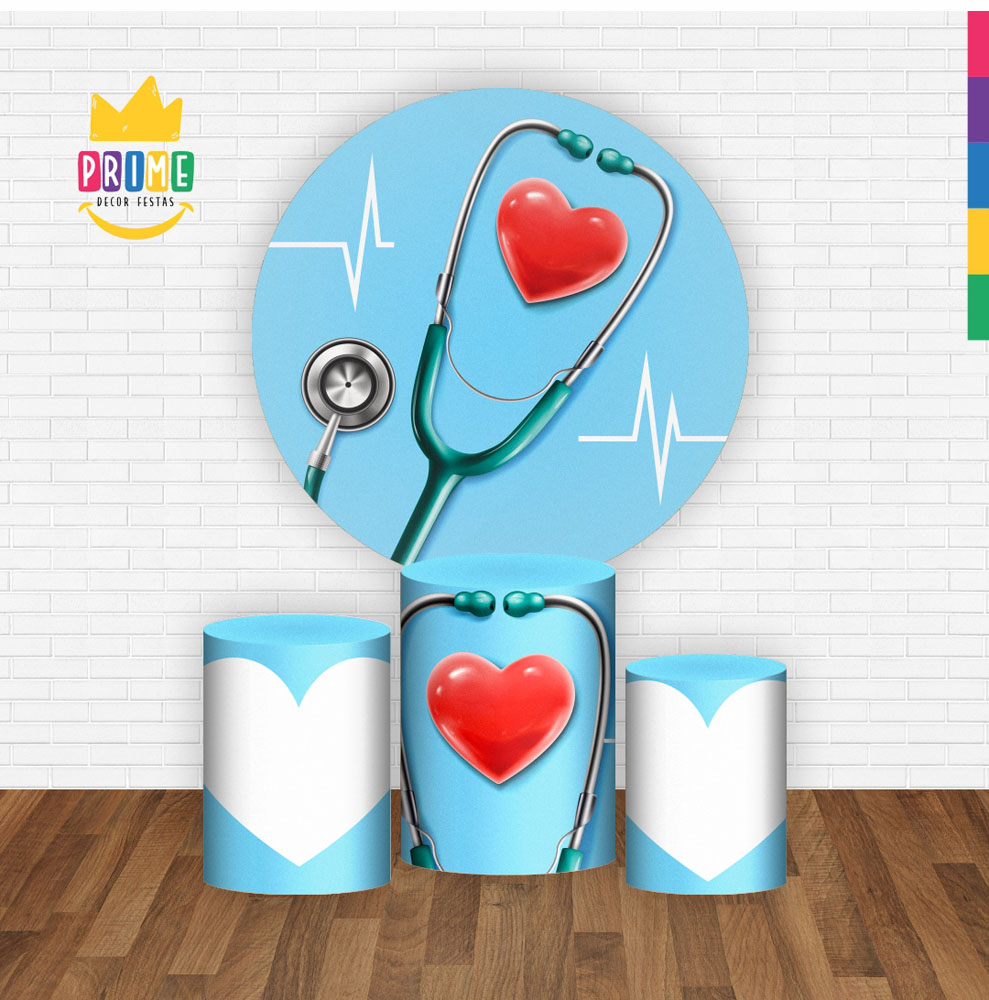 Trio Capa Cilindro + Painel Redondo 3D Medicina 1,50m Veste Fácil - Imagem 2