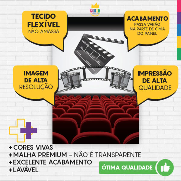 Kit Casado Cinema Painel Redondo Trio Capas Cilindro Retangular Vertical Em Tecido - Image 5