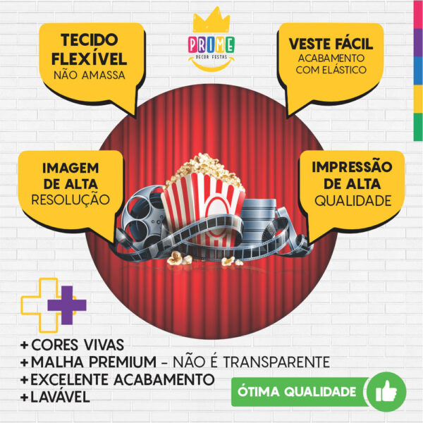Kit Casado Cinema Painel Redondo Trio Capas Cilindro Retangular Vertical Em Tecido - Image 3