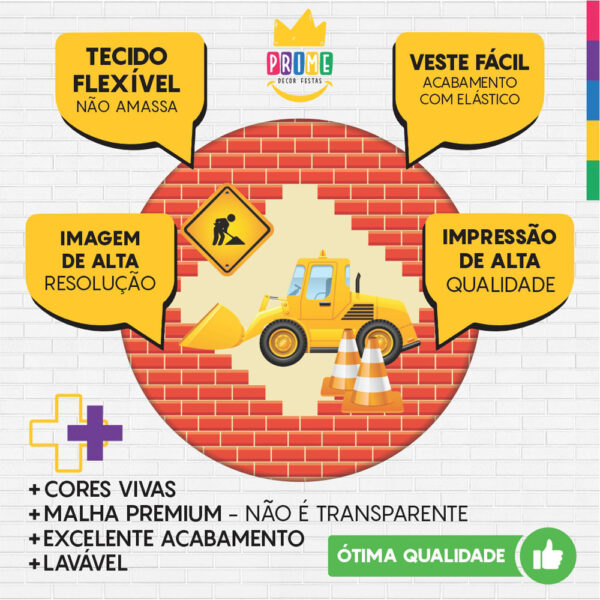 Kit Casado Construção Painel Redondo Trio Capas Cilindro Retangular Vertical Em Tecido - Image 3
