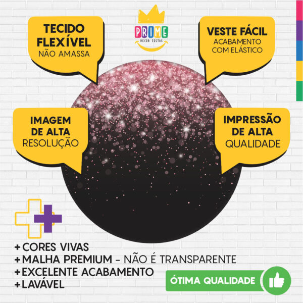 Kit Casado Glitter Painel Redondo Trio Capas Cilindro Retangular Vertical Em Tecido - Image 3