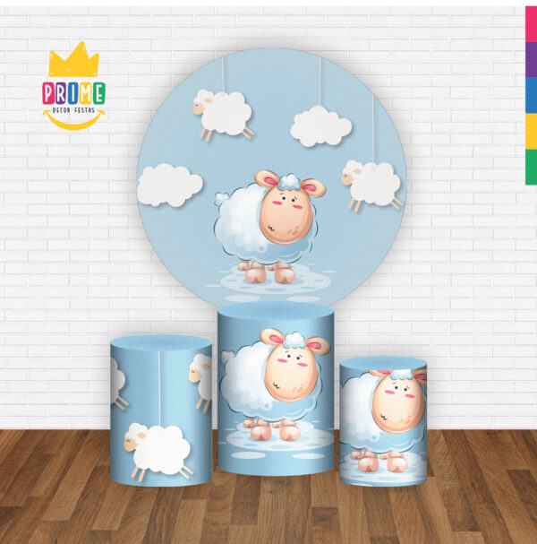 Trio Capa Cilindro + Painel Redondo 3D Ovelhinha 1,50m Veste Fácil - Image 2