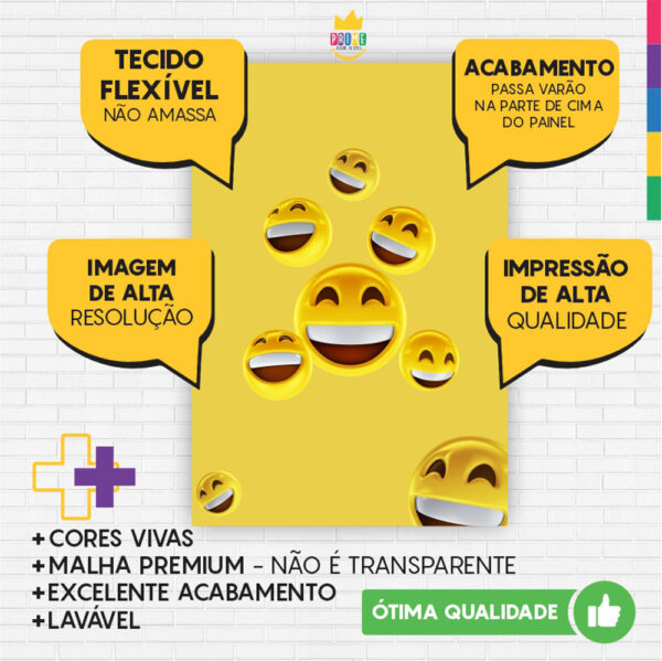 Kit Casado Emojis Painel Redondo Trio Capas Cilindro Retangular Vertical Em Tecido - Image 5