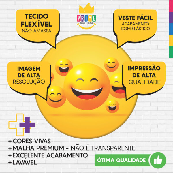 Kit Casado Emojis Painel Redondo Trio Capas Cilindro Retangular Vertical Em Tecido - Image 3