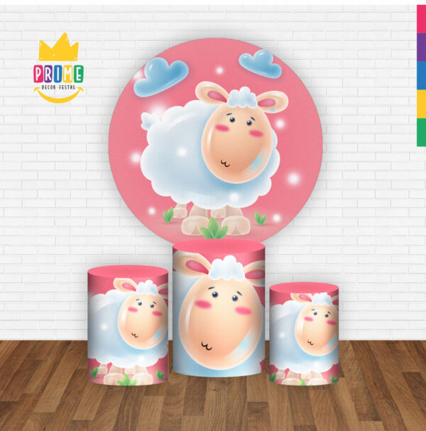 Trio Capa Cilindro + Painel Redondo 3D Ovelhinha 1,50m Veste Fácil - Image 2