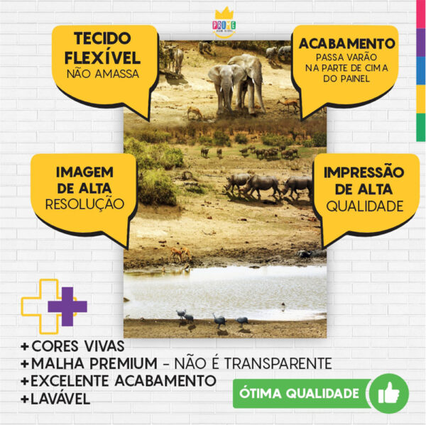 Painel de Festa Retangular 3D Safari Casadinho 1,50m x 2,20 - Image 3
