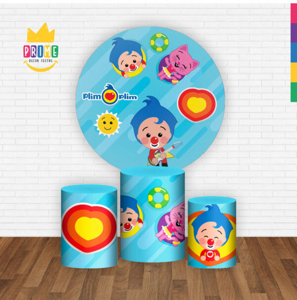 Trio Capa Cilindro + Painel Redondo 3D Palhaço Plim Plim 1,50m Veste Fácil - Image 2