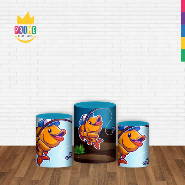 Trio Capa Cilindro Pescaria 3D Em Tecido Com Elástico - Image 2