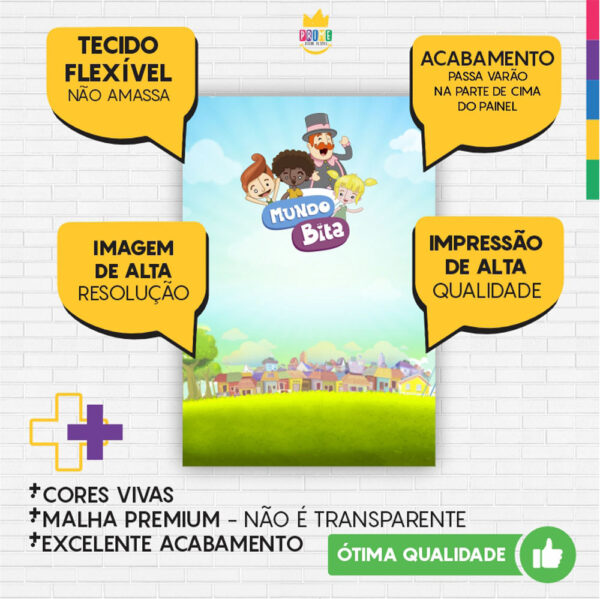 Kit Casado Mundo Bita Painel Redondo Trio Capas Cilindro Retangular Vertical Em Tecido - Image 6