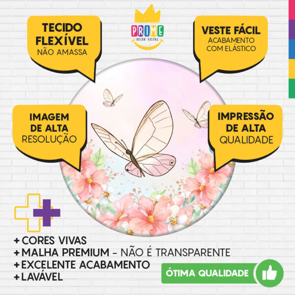 Trio Capa Cilindro + Painel Redondo 3D Borboleta 1,50m Veste Fácil - Image 3