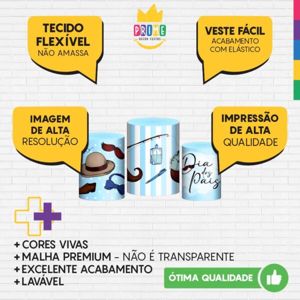 Trio Capa Cilindro Dia dos Pais 3D Em Tecido Com Elástico - Image 3