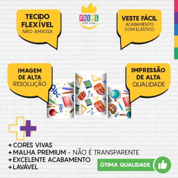 Trio Capa Cilindro Dia dos Professores 3D Em Tecido Com Elástico - Image 3