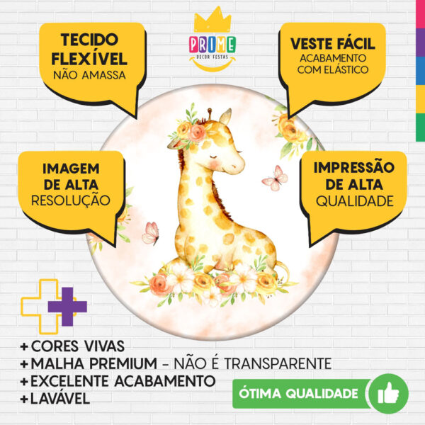 Trio Capa Cilindro + Painel Redondo 3D Girafa Cute1,50m Veste Fácil - Image 3