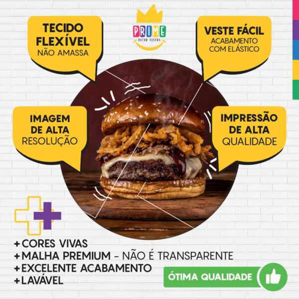 Trio Capa Cilindro + Painel Redondo 3D Hamburguer 1,50m Veste Fácil - Image 3