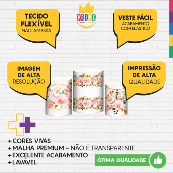 Trio Capa Cilindro Gratidão 3D Em Tecido Com Elástico - Image 3