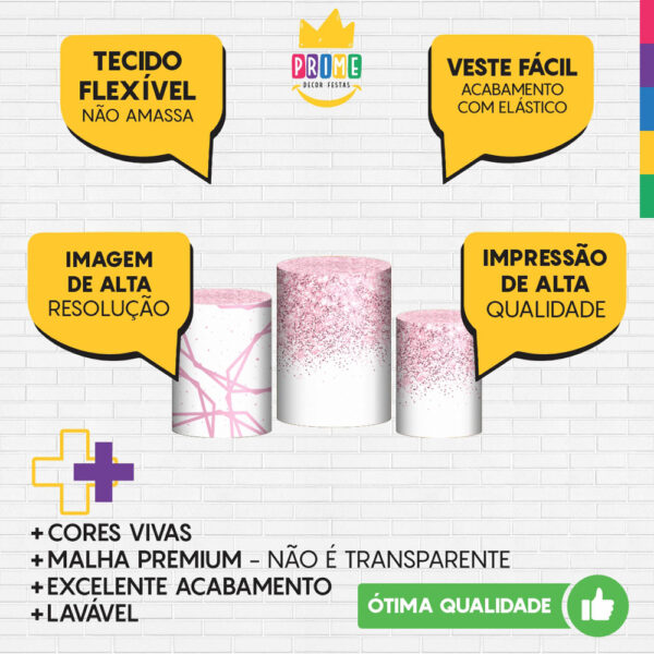 Trio Capa Cilindro Meus 15 Anos 3D Em Tecido Com Elástico - Image 3
