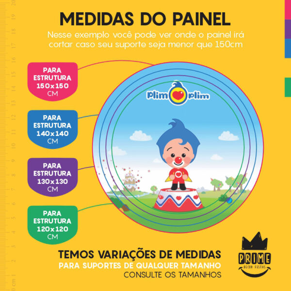 Painel Redondo 3D Palhaço Plim Plim Tecido Sublimado - Image 4