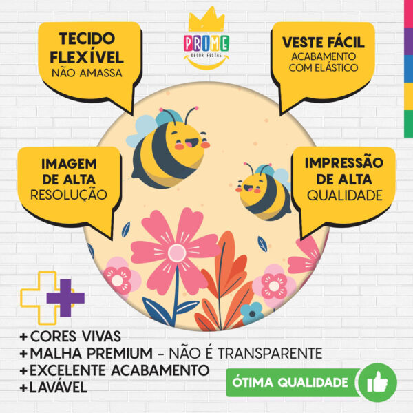 Trio Capa Cilindro + Painel Redondo 3D Abelhinha 1,50m Veste Fácil - Image 3