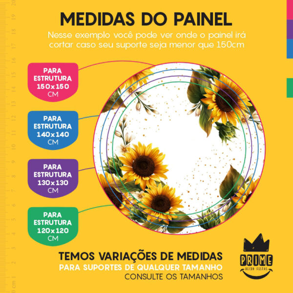 Painel Redondo 3D Girassol Tecido Sublimado - Image 4