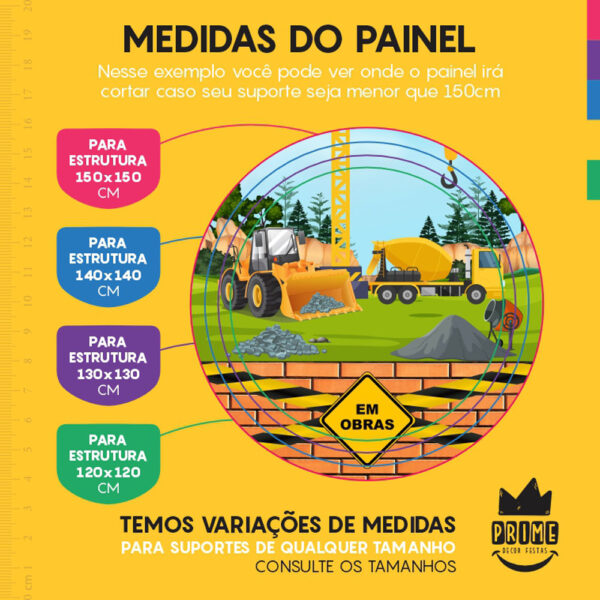 Painel Redondo 3D Construção Tecido Sublimado - Image 4