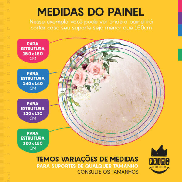 Painel Redondo 3D Floral Marmore Tecido Sublimado - Image 4