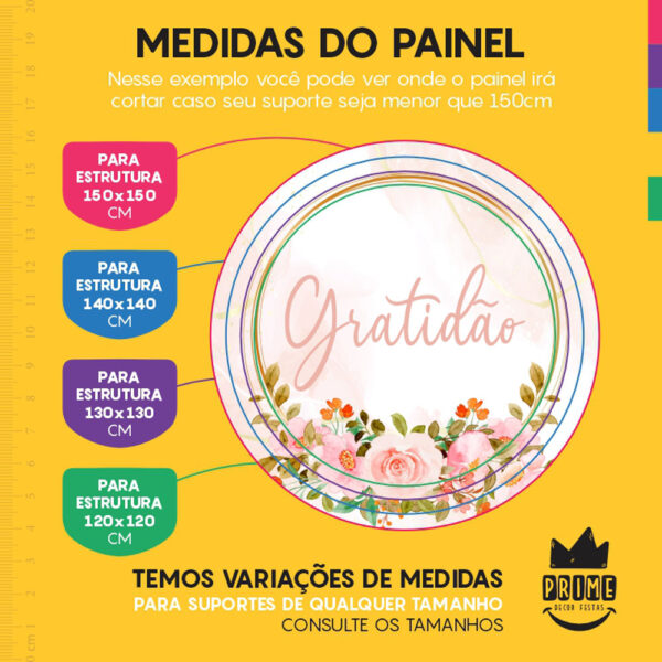 Painel Redondo 3D Gratidão Tecido Sublimado - Image 4