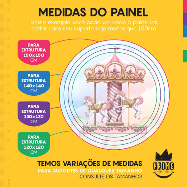 Painel Redondo 3D Carrossel Tecido Sublimado - Image 4