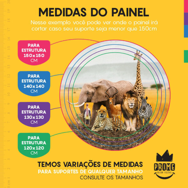 Painel Redondo 3D Safari Tecido Sublimado - Image 4