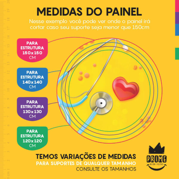 Painel Redondo 3D Medicina Tecido Sublimado - Image 4