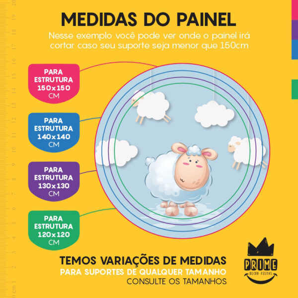 Painel Redondo 3D Ovelhinha Tecido Sublimado - Image 4
