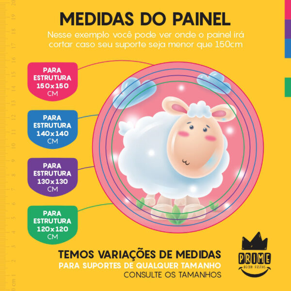 Painel Redondo 3D Ovelhinha Tecido Sublimado - Image 4