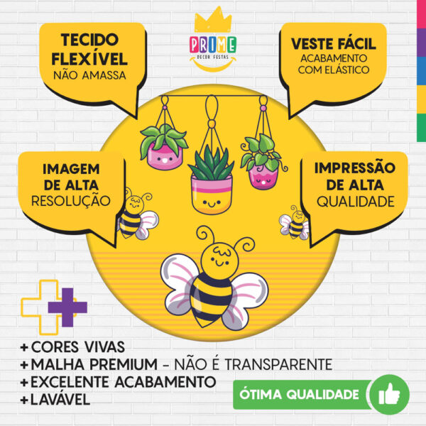 Trio Capa Cilindro + Painel Redondo 3D Abelhinha 1,50m Veste Fácil - Image 3