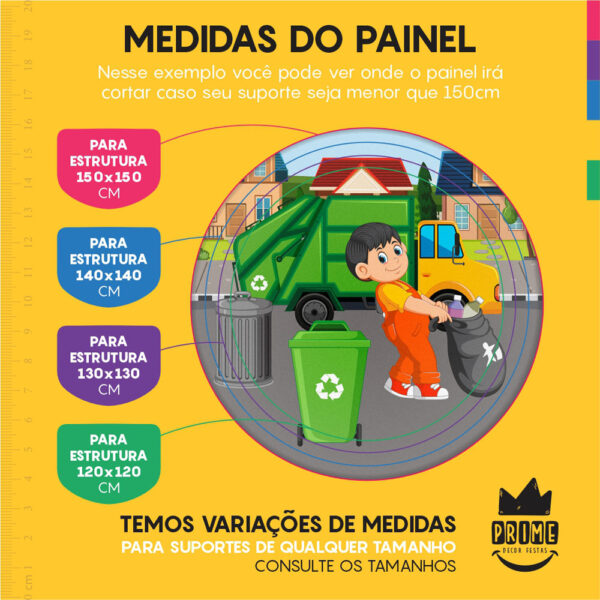 Trio Capa Cilindro + Painel Redondo 3D Gari Lixeiro 1,50m Veste Fácil - Image 4