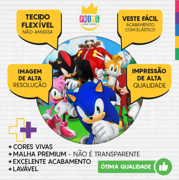 Trio Capa Cilindro + Painel Redondo 3D Sonic 1,50m Veste Fácil - Image 3