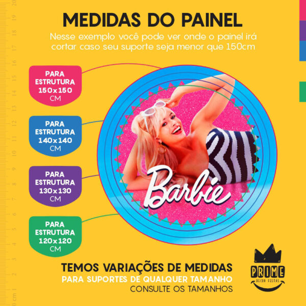Painel Redondo 3D Barbie Tecido Sublimado - Image 4