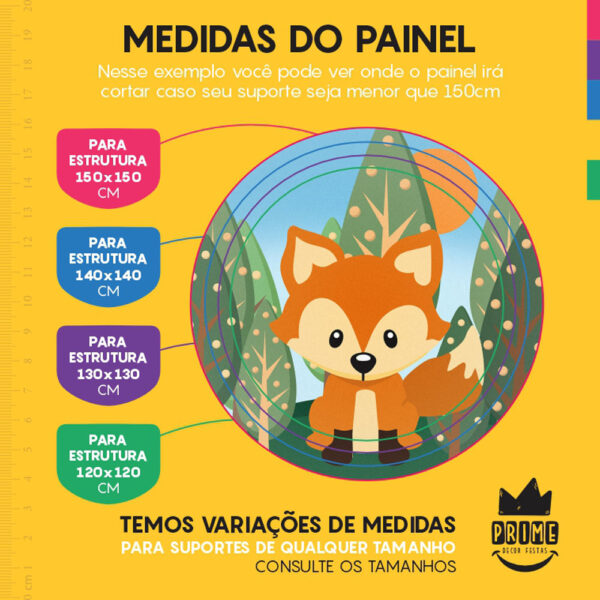 Painel Redondo 3D Raposinha Tecido Sublimado - Image 4