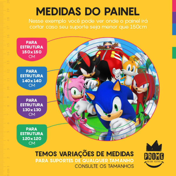 Painel Redondo 3D Sonic Tecido Sublimado - Image 4
