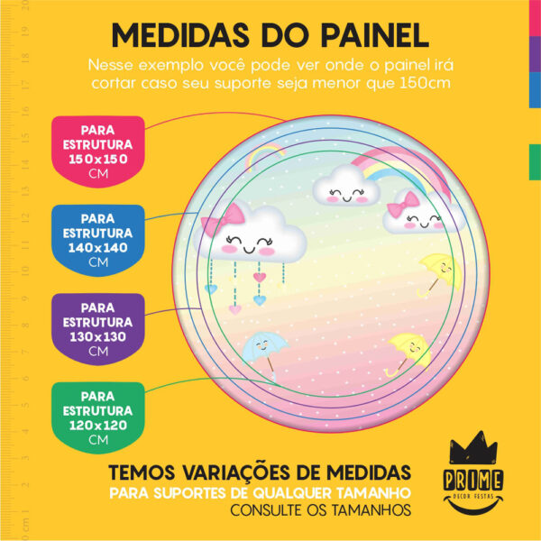 Kit Casado Chuva de Amor Painel Redondo Trio Capas Cilindro Retangular Vertical Em Tecido - Image 4