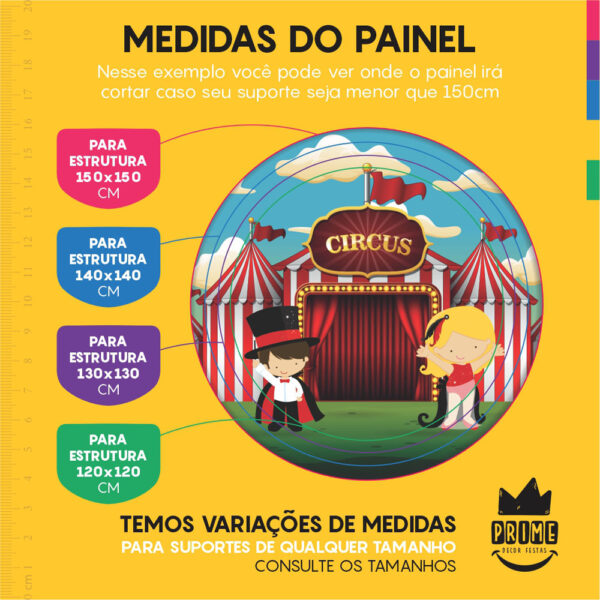 Kit Casado Circo Painel Redondo Trio Capas Cilindro Retangular Vertical Em Tecido - Image 4
