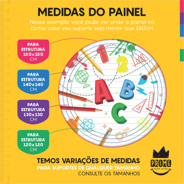 Kit Casado Escola Painel Redondo Trio Capas Cilindro Retangular Vertical Em Tecido - Image 4