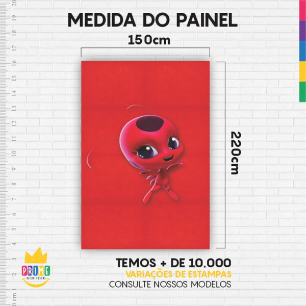 Painel de Festa Retangular 3D Lady Bug Casadinho 1,50m x 2,20 - Image 4