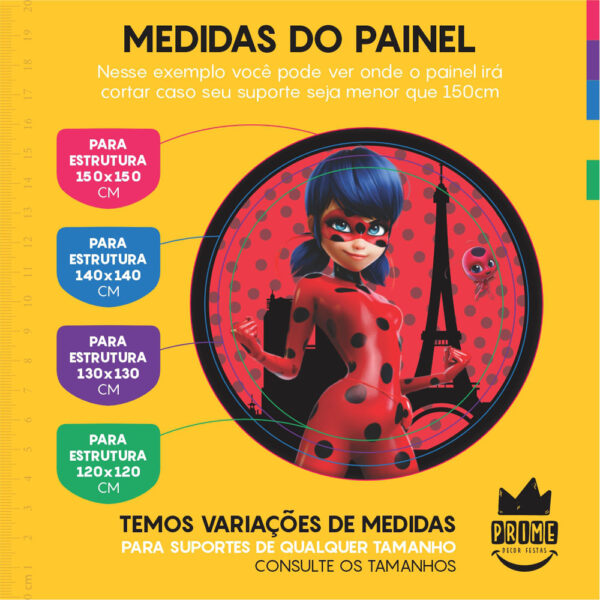 Kit Casado Lady Bug Painel Redondo Trio Capas Cilindro Retangular Vertical Em Tecido - Image 4